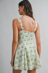 SYDNEY FLORAL PRINTED FLARE MINI DRESS