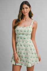 SYDNEY FLORAL PRINTED FLARE MINI DRESS