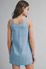 FLORALIE BUTTON SHOULDER STRAP MINI DRESS