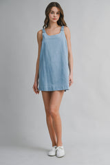 FLORALIE BUTTON SHOULDER STRAP MINI DRESS