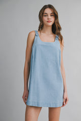 FLORALIE BUTTON SHOULDER STRAP MINI DRESS