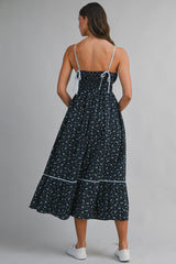 MIA FLORAL PRINTED GINGHAM CONTRAST MIDI DRESS
