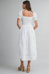 VIVENDEL  SMOCKED BODICE MIDI DRESS
