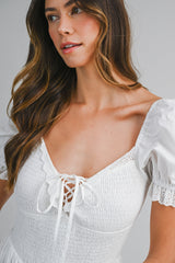 VIVENDEL  SMOCKED BODICE MIDI DRESS