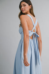 CLAIRISSA LINEN BORDER EYELET MIDI DRESS