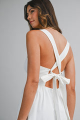 CLAIRISSA LINEN BORDER EYELET MIDI DRESS