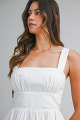 CLAIRISSA LINEN BORDER EYELET MIDI DRESS