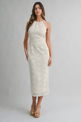 DAISY CROCHET OPEN BACK TIE MIDI DRESS