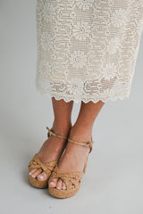 DAISY CROCHET OPEN BACK TIE MIDI DRESS