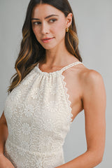 DAISY CROCHET OPEN BACK TIE MIDI DRESS