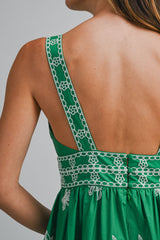 ALEXIS EMBROIDERED STRAP SHOULDER MIDI DRESS