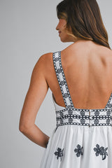 ALEXIS EMBROIDERED STRAP SHOULDER MIDI DRESS