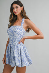 FELINE STRIPE EMBROIDERED MINI DRESS