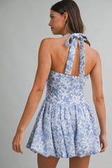 FELINE STRIPE EMBROIDERED MINI DRESS