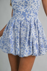 FELINE STRIPE EMBROIDERED MINI DRESS