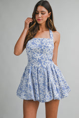 FELINE STRIPE EMBROIDERED MINI DRESS