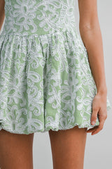FELINE STRIPE EMBROIDERED MINI DRESS