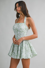 FELINE STRIPE EMBROIDERED MINI DRESS