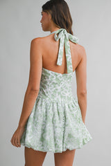 FELINE STRIPE EMBROIDERED MINI DRESS