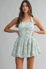 FELINE STRIPE EMBROIDERED MINI DRESS