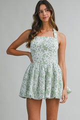 FELINE STRIPE EMBROIDERED MINI DRESS