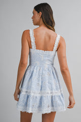 LALORA STRIPED CUT OUT EMBROIDERED MINI DRESS