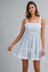 LALORA STRIPED CUT OUT EMBROIDERED MINI DRESS