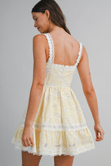 LALORA STRIPED CUT OUT EMBROIDERED MINI DRESS