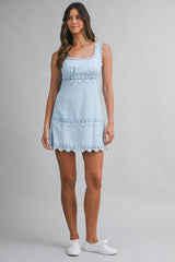 SORRINA CROCHET LACE TRIM MINI DRESS