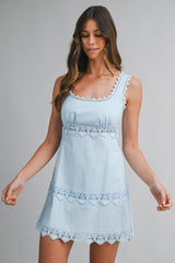 SORRINA CROCHET LACE TRIM MINI DRESS
