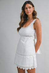 SORRINA CROCHET LACE TRIM MINI DRESS