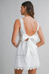 SORRINA CROCHET LACE TRIM MINI DRESS