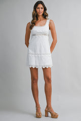 SORRINA CROCHET LACE TRIM MINI DRESS