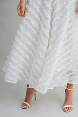 MERRICK RUFFLE DETAIL FIT AND FLARE MIDI DRESS