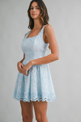 ADARA CROCHET LACE TRIM MINI DRESS