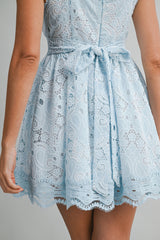 ADARA CROCHET LACE TRIM MINI DRESS