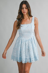 ADARA CROCHET LACE TRIM MINI DRESS