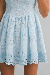 ADARA CROCHET LACE TRIM MINI DRESS