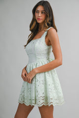ADARA CROCHET LACE TRIM MINI DRESS