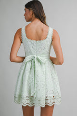 ADARA CROCHET LACE TRIM MINI DRESS
