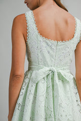 ADARA CROCHET LACE TRIM MINI DRESS