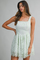 ADARA CROCHET LACE TRIM MINI DRESS