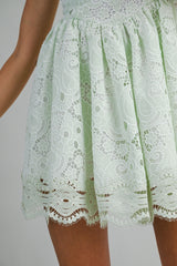 ADARA CROCHET LACE TRIM MINI DRESS