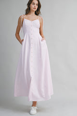 EMBREE STRIPED COTTON MAXI DRESS