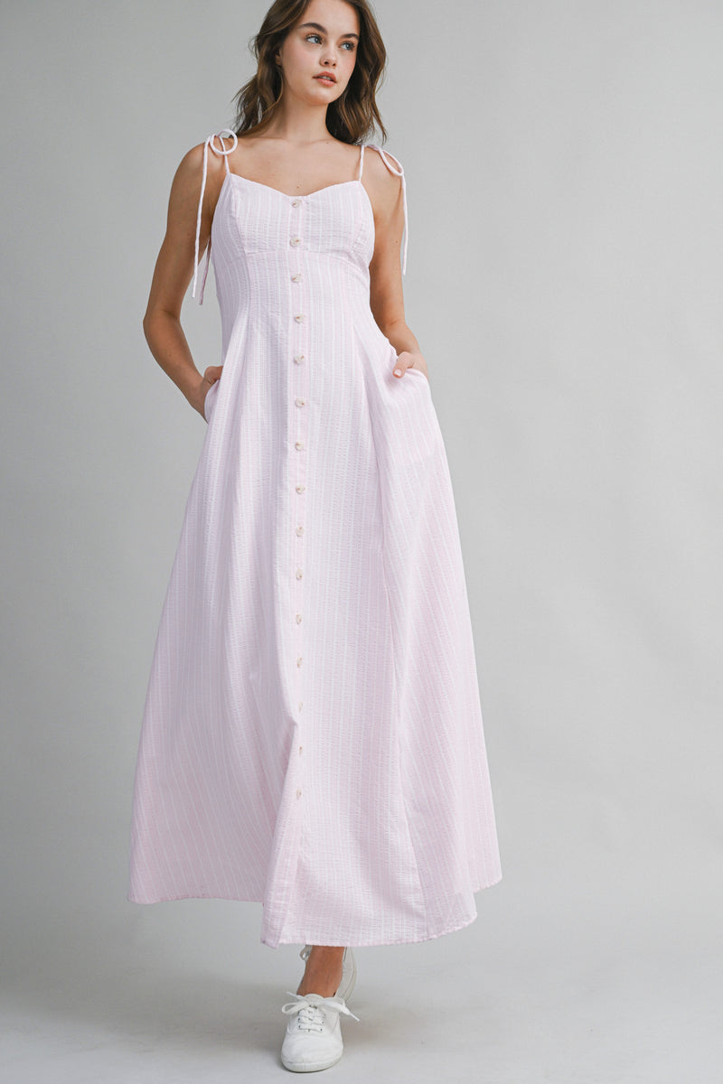striped cotton maxi dress EMBREE – Mable Clothing KENNY BROWN DRAPED FULL maxi dress makeup and side slant pockets Color:As Photo ( Hot Pink）