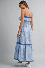 OREN PRINTED RUFFLED MIDI DRESS