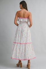 OREN PRINTED RUFFLED MIDI DRESS