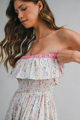 OREN PRINTED RUFFLED MIDI DRESS