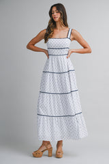 GISELLE CONTRAST PIPING TIERED MAXI  DRESS