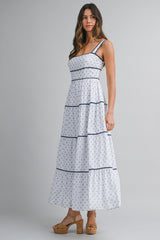 GISELLE CONTRAST PIPING TIERED MAXI  DRESS